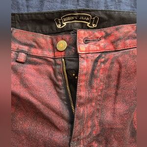 ⚓️ Robin’s Jean Red Metallic Fleck Motard Biker Jeans 32